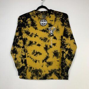 Sullen Long Sleeve Tie-Dye Shirt – Bold Black & Yellow Skull Graphic Tee